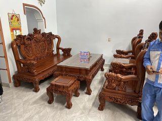 bộ bàn ghế nghê đỉnh gỗ hương đá