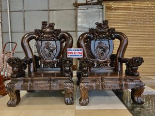 ghế đơn mun hoa Lào mẫu minh quốc nghê đỉnh