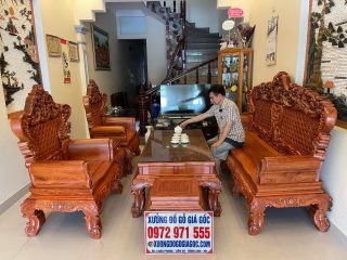 bàn ghế louis hoàng gia gỗ hương đá