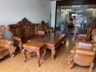 bộ bàn ghế hoàng gia gỗ gõ hàng cao cấp đục tay