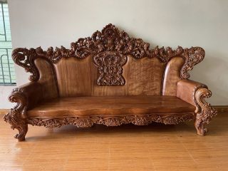 bàn ghế hoàng gia nguyên khối hàng đục tay