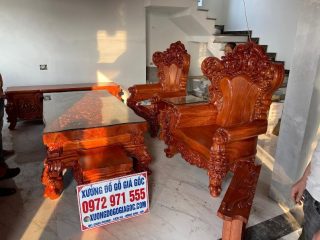 bàn ghế hoàng gia hàng đục tay gỗ hương đá nguyên khối