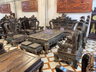 bàn ghế minh quốc mun hoa Lào