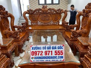 bộ bàn ghế minh quốc nghê gỗ hương đá