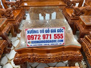 bàn trà đục tứ linh quần tụ