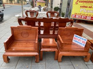 ghế đơn và đôn kẹp gỗ hương đá