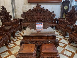 bàn ghế rồng đỉnh 12 món kích thước hoành tráng