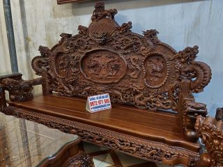 ghế dài rồng đỉnh vai rồng khuỳnh cong độc đáo