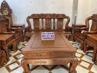 bàn trà mặt khung tranh gỗ hương đỏ