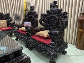 ghế rồng đỉnh gỗ mun hoa Lào