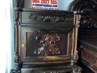 tab giường gỗ mun hoa Lào