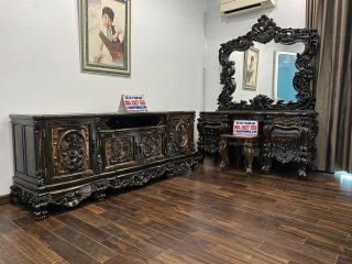 kệ tivi louis hoa hồng lá tây