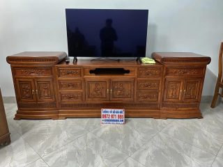 mẫu kệ tivi mõ lõm cánh đục tranh tứ quý