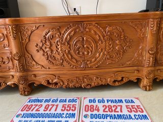 kệ tivi đục họa tiết hoa hồng lá tây đẹp mắt