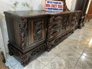 kệ tivi gỗ mun hoa Lào cao cấp