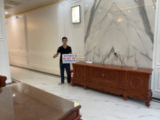 mẫu kệ tivi tân cổ điển gỗ hương đá