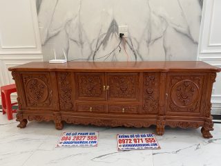 mẫu kệ tivi gỗ hương đá hàng đục thủ công