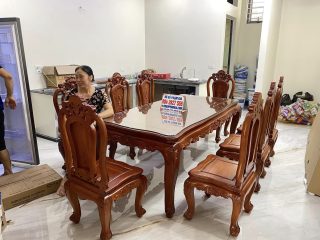 mẫu bàn ghế ăn gỗ gõ đỏ