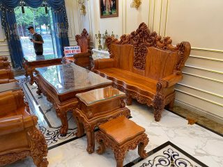 bàn ghế louis hoàng gia gỗ hương đá