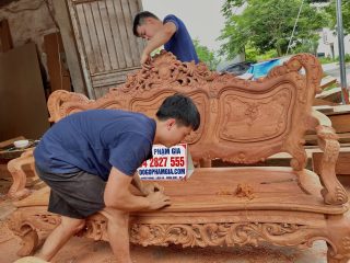 ghế dài louis pháp bản mộc