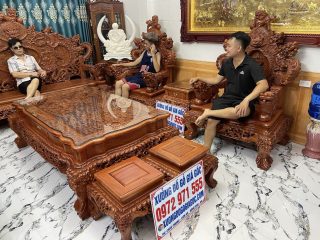 Bộ bàn ghế rồng đỉnh gỗ hương đá hàng cao cấp
