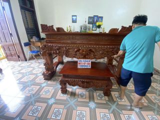 sập gụ tứ linh đục tay tinh xảo