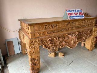 bàn mộc mẫu sập tứ linh đục tay