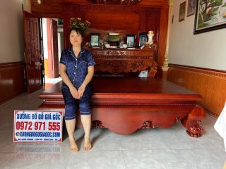 sập trơn 2 lá gỗ gụ cao cấp