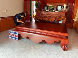 sập 2 lá cổ liền gỗ gụ