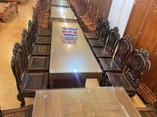 bàn ghế ăn mun hoa phun Pu giữ màu gỗ tự nhiên