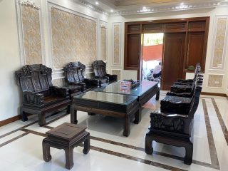 bàn ghế âu á gỗ mun hoa lào