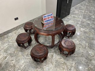 bàn bàn trà 6 món mặt trống