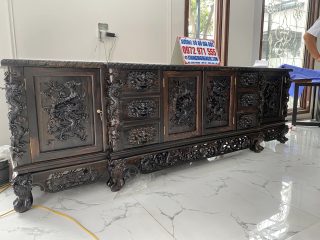 kệ tivi gỗ mun hoa Lào