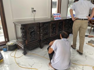 mẫu kệ tivi đục họa tiết rồng siêu sắc nét