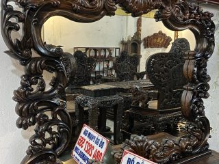 mặt gương đục hoa lá tây