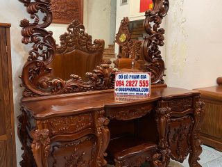 bàn trang điểm louis hoàng gia đục tay