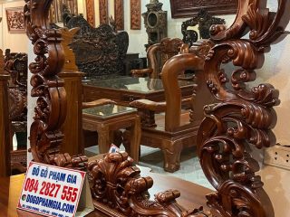 gương bàn phấn đục hoa lá tây