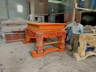 sập thớ tứ linh chân 24 đục tay tinh xảo