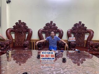 bàn trà đục tứ linh quần tụ