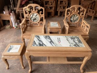 Bộ bàn ghế móc mỏ gỗ tự nhiên