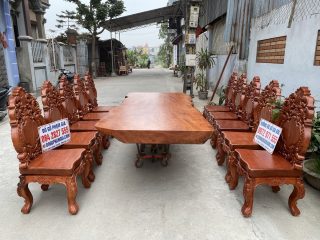 bàn ăn nguyên khối 10 ghế hoàng gia