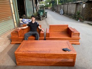 Sofa chân pháo gỗ hương