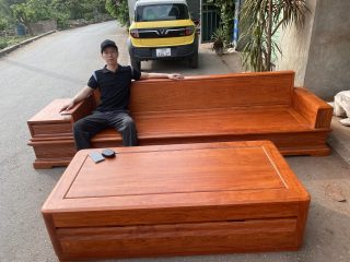 Sofa chân pháo gỗ hương