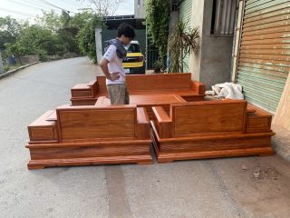Sofa chân pháo gỗ hương