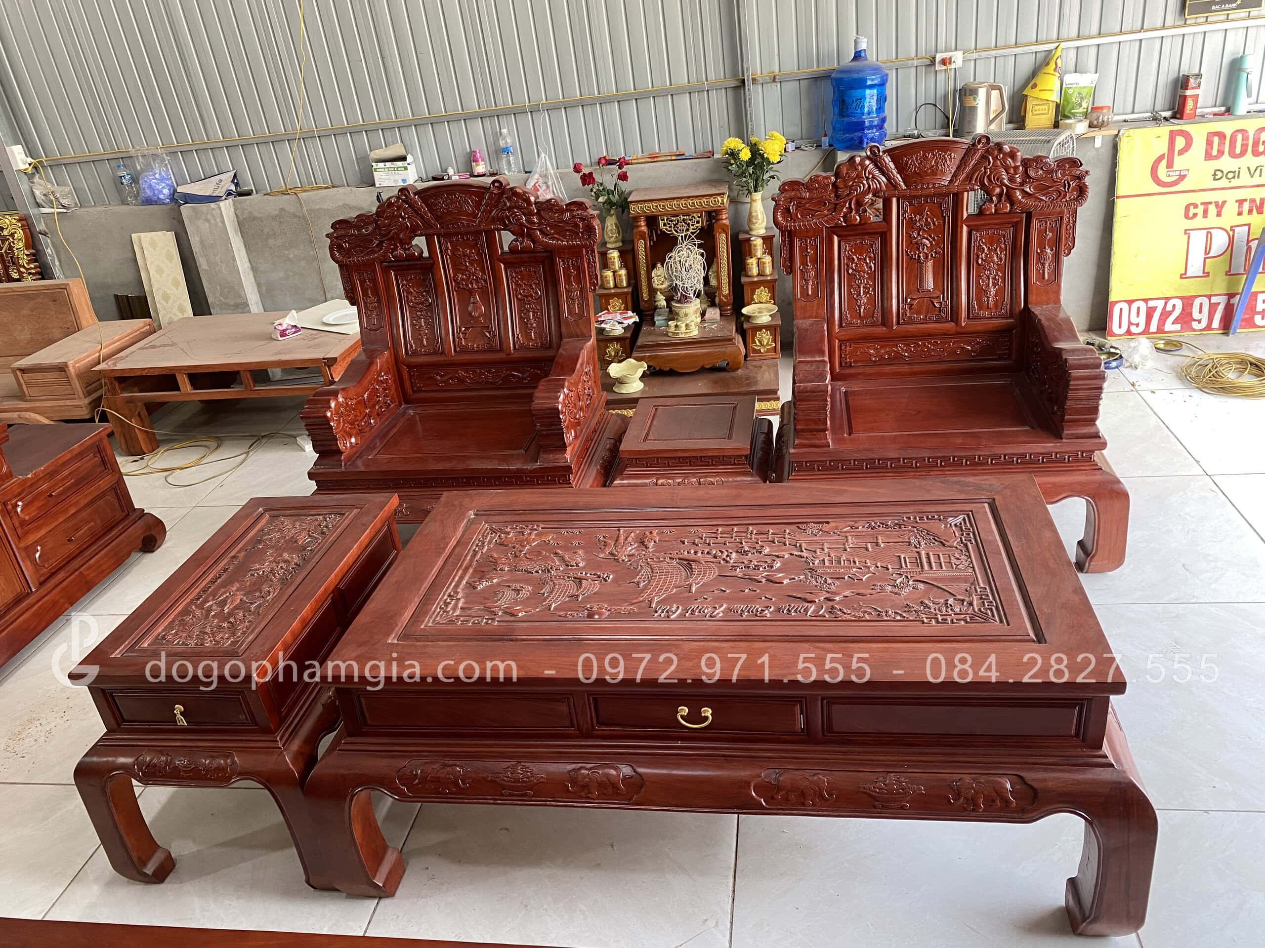 Bàn ghế Âu Á Kim tiền gỗ hương