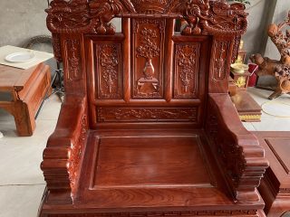 Bàn ghế Âu Á Kim tiền gỗ hương