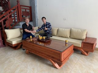 Sofa góc Liền gỗ hương
