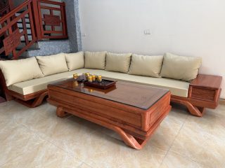 Sofa góc Liền gỗ hương