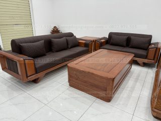 Sofa góc bọc đệm gỗ hương đá ( SFG6 )
