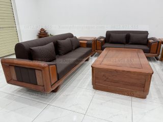 Sofa góc bọc đệm gỗ hương đá ( SFG6 )